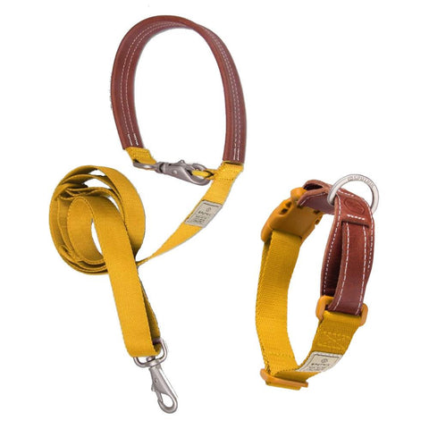 $3 OFF: Sputnik Nylon Dog Collar + Multifunctional Leash Set (Yellow) - Kohepets