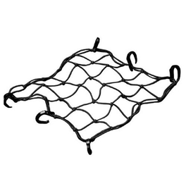 • See to it your gear is secure and stays put
• Great for carrying an extra helmet for an unexpected passenger
• 13″ x 13″ multi-hook cargo net
• Metal hooks with rubber tips
• Black