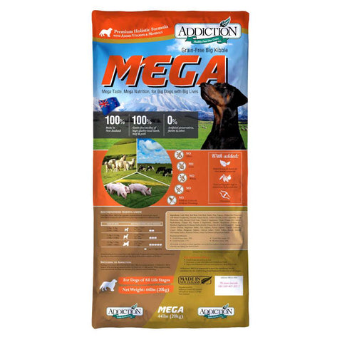 'FREE Beefy TREATS': Addiction Mega Grain Free Dry Dog Food 44lb - Kohepets