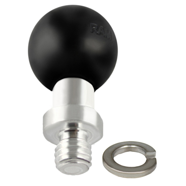 The RAM-B-236U consists of a 1" rubber ball connected to a 3/8"-16 threaded post. Thread length is .5". The RAM-B-236U will attach to all 1" diameter ball compatible arms.