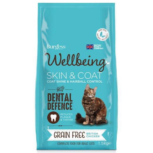 Burgess Wellbeing Grain Free Skin & Coat Adult Dry Cat Food 1.5kg - Kohepets