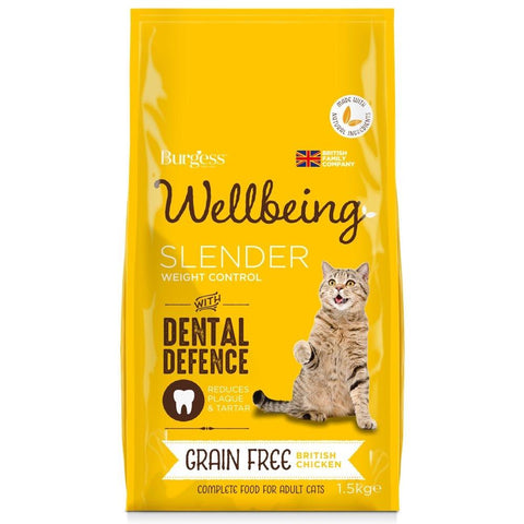 Burgess Wellbeing Grain Free Slender Chicken Adult Dry Cat Food 1.5kg - Kohepets