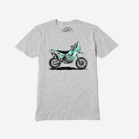 Lyndon Poskitt "Races to Places" T-shirt. Limited edition 5-color screen on the front, two-color screen on the back. Quality soft cotton shirt screen-printed in New York City.