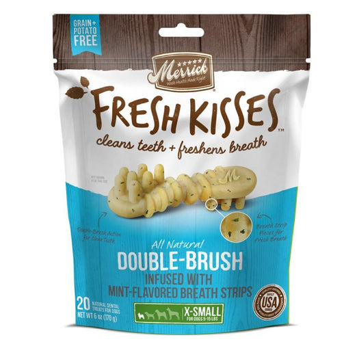 Merrick Fresh Kisses Double-Brush Mint-Flavoured Extra Small Dog Treats 6oz - Kohepets