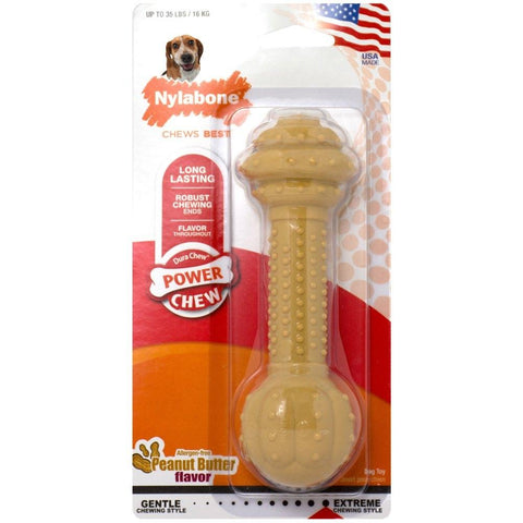 Nylabone DuraChew Peanut Butter Barbell Chew Dog Toy - Kohepets