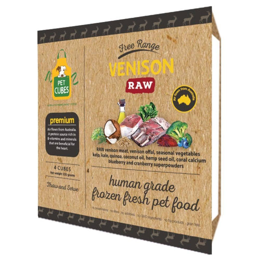 PetCubes Premium Raw Venison Frozen Dog Food 2.25kg - Kohepets