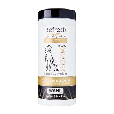 Wahl Refresh Coconut Lime Verbena Large Scented Dog Wipes 50ct - Kohepets