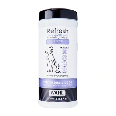 Wahl Refresh Lavender Chamomile Scented Large Dog Wipes 50ct - Kohepets