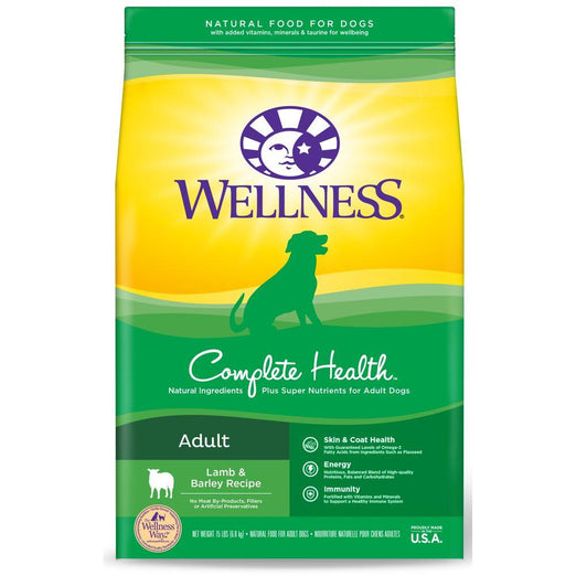 'FREE Treats w 30lb': Wellness Complete Health Lamb & Barley Recipe Dry Dog Food - Kohepets