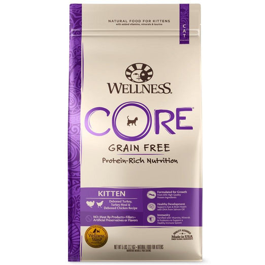 $19.50 W/ MIN. $60 SPEND: Wellness CORE Kitten Deboned Turkey, Turkey Meal & Deboned Chicken Dry Cat Food 2lb - Kohepets